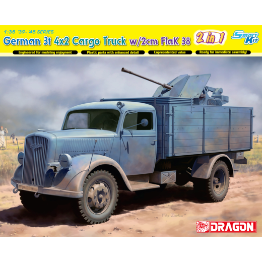 1/35 GERMAN 3t 4x2 CARGO TRUCK with 2cm FlaK 38 (SMART KIT) (2-in-1)